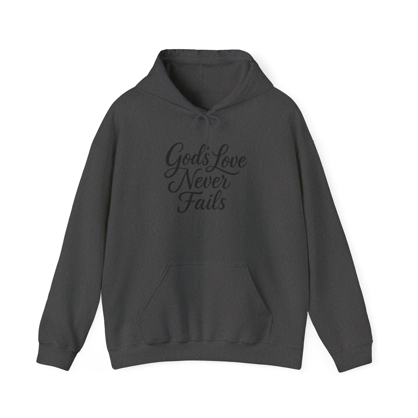 God’s Love Never Fails Hoodie — Inspirational Christian Faith Sweatshirt