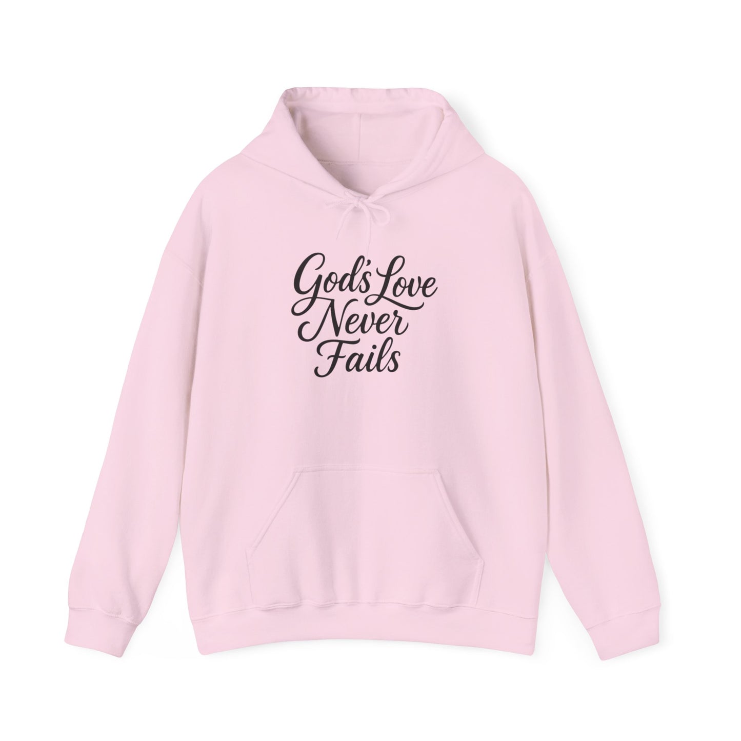 God’s Love Never Fails Hoodie — Inspirational Christian Faith Sweatshirt