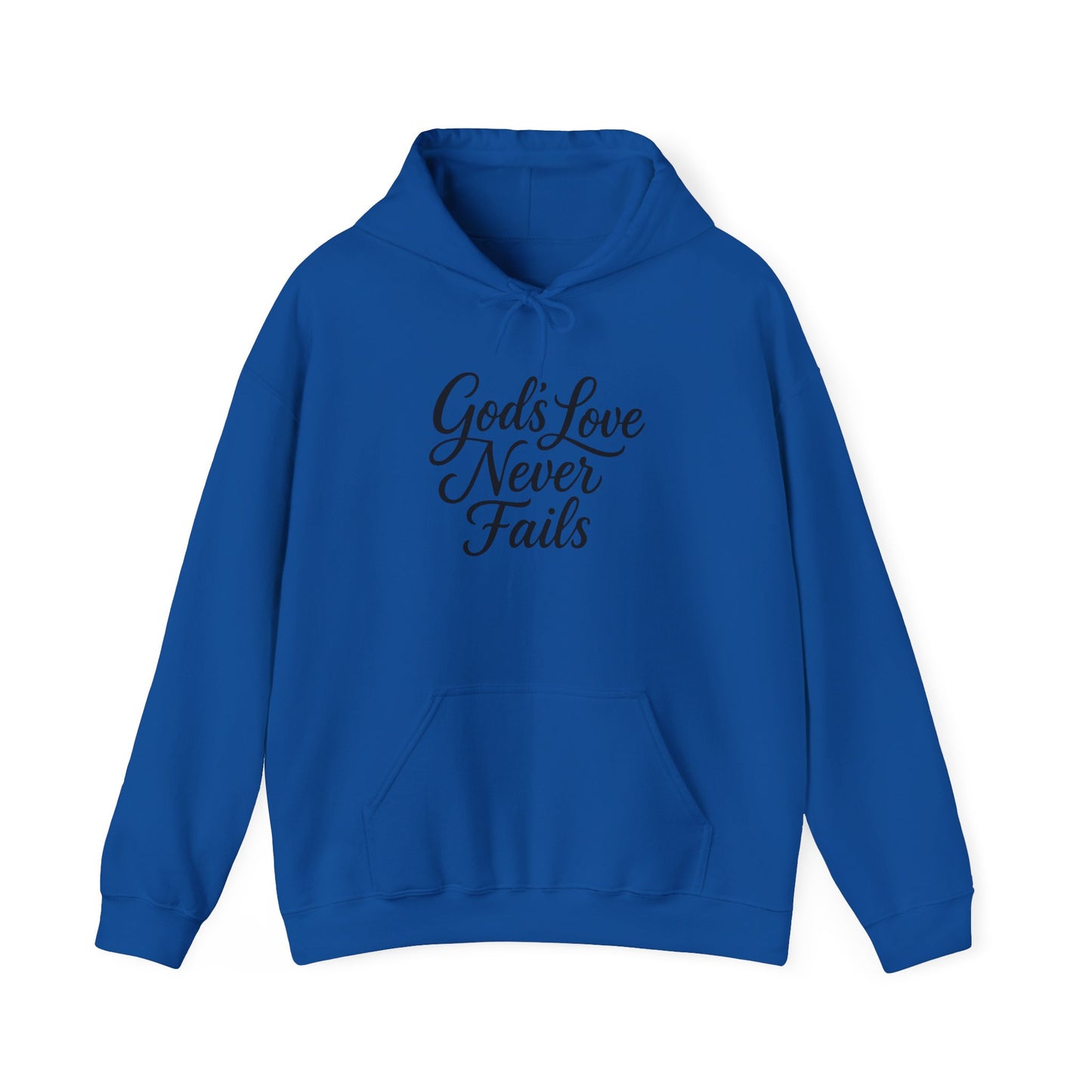 God’s Love Never Fails Hoodie — Inspirational Christian Faith Sweatshirt